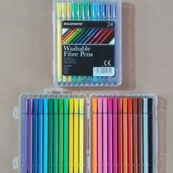 Fibre Pens Washable Assd 24pk