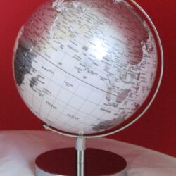 World Globe Silver & White - Height Approx 18cm